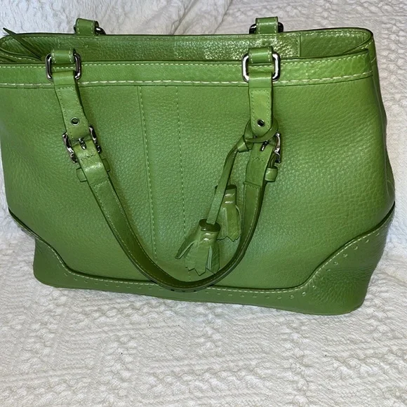 Coach Spring Green Leather Satchel Bag - Picture 3 of 13
